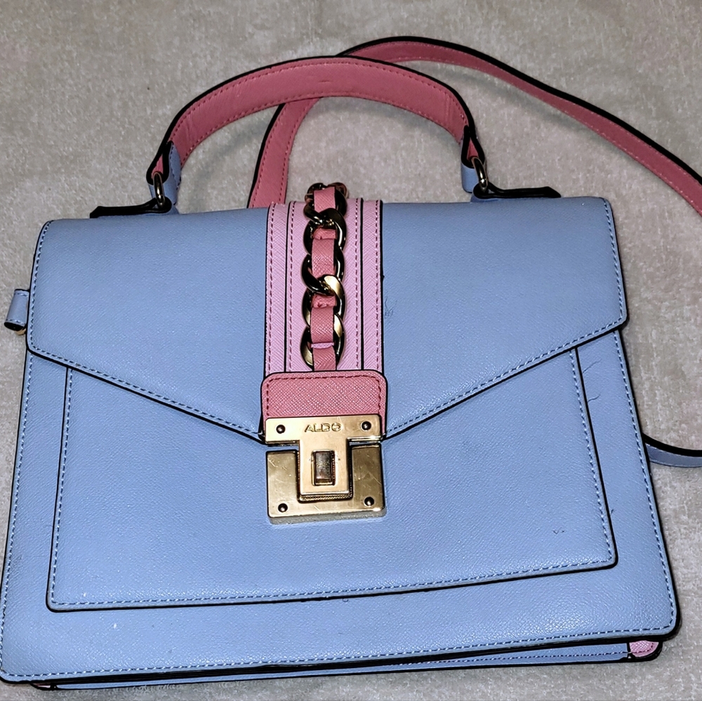 Aldo faux leather purse blue/pink
